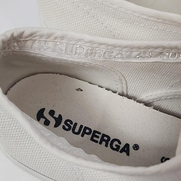 Superga Womens White Canvas Platform Sneakers, 4.5 - Picture 6 of 8